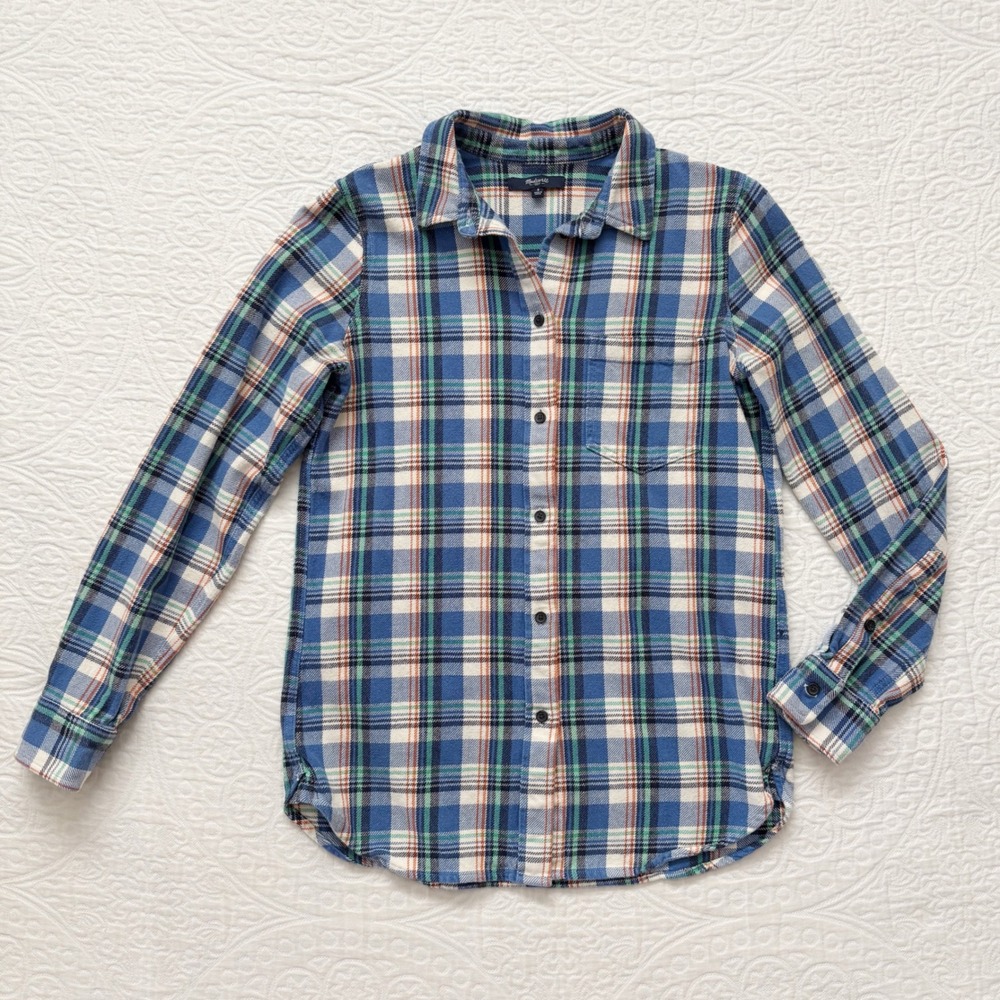 Madewell Women's Plaid Flannel Long Sleeve Button Down‎ Shirt
